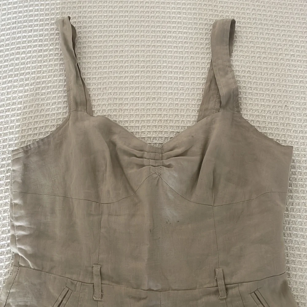Beige Linen Romper - Picture 2 of 7
